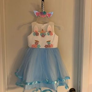 Costume Unicorn Dress with Matching Headband NWT
